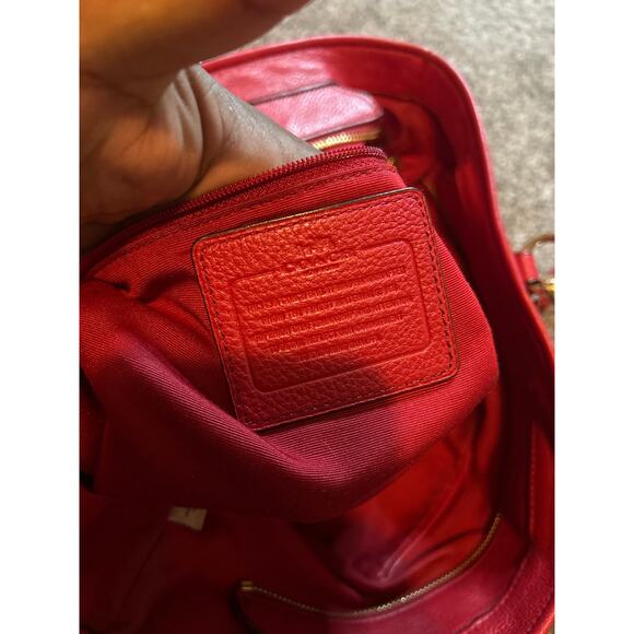 Coach Ellis Red Pebbled Leather Shoulder Handbag Tote Purse Red 33961 - Picture 3 of 4